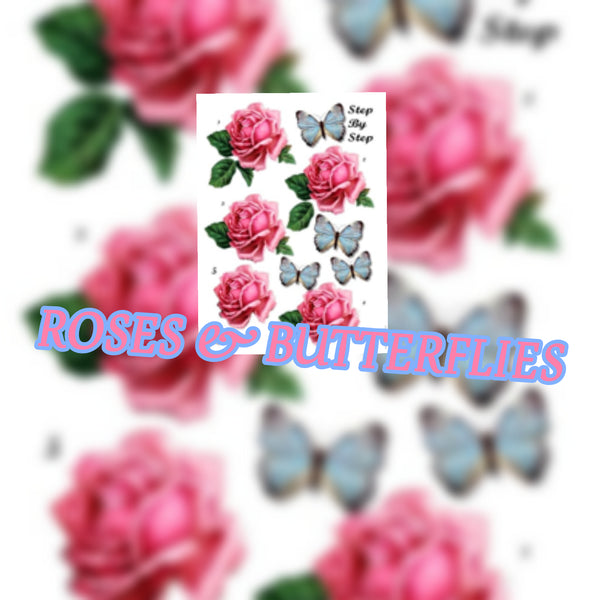 Flowers and roses water nail decal (cutouts)