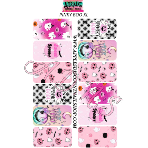 XL PINKY BOO Halloween Water Nail Decals