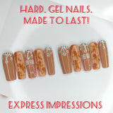 Gingerbread Press On Nails, Christmas Sprinkle Nails, Ready To Ship Nails, Gingerbread House Nails, Brown Christmas Nails, Xmas Drips Nails