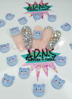 4pc/Cute Glitter Bear Head Nail Art Charms