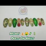 Money Press On Nails, Money Bag Press On Nails, Glitter Press On Nails, Dollar Sign Press On Nails, Hard Gel Press On Nails, Reusable Nails