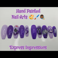 Pop Art Press On Nails, Comic Press On Nails, Purple Press On Nails, Coffin Press On Nails Comic Book Press On Nails, Lavender Press On Nail
