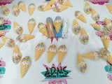 6pc/Colorful Wafer Cones 3D Charms