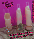 240pc Medium Length Square Nails, Full Coverage Nails, Mid Length Nails