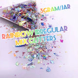 Rainbow Mix Irregular Shell Paper Sequin DIY Nail Flakies / 3 Gram Jar