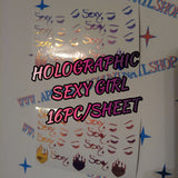 HOLOGRAPHIC SEXY GIRL NAIL STICKER SHEET