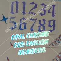 OLD ENGLISH NUMBERS NAIL STICKERS, MULTICOLOR