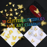 2pc/3D Gold Nail Butterflies, 3D Nail Charms