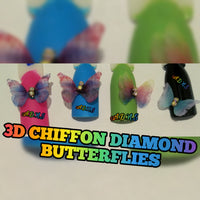 2pc, 4D Chiffon Fabric Nail Butterflies