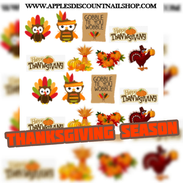 Thanksgiving water nail decals (cutouts)