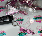 Nail Boss Pink Glitter Keychain