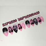 Scream press on nails, stiletto nails, pink nails, short nails, halloween nails, drip nails, ready to ship