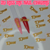 Gold Kiss Me Nail Charms, Gold Kiss Nail Charms