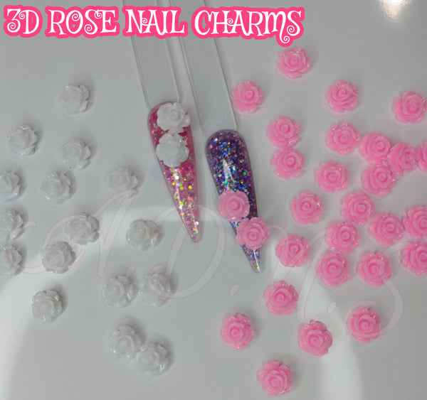 4Pcs Rose Nail Charms