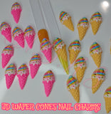 6pc/Colorful Wafer Cones 3D Charms