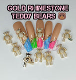 Blinged Out Rhinestone Teddy Bears 🐻, Bear Nail Charms, Teddy Bear Nail Charms