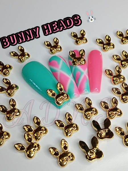 Bunny Heads 3D Nail Charms