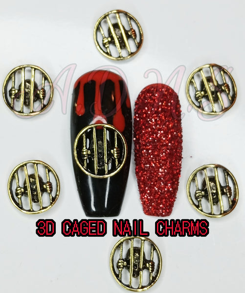 2pc, 3D Caged Nail Charms, Spooky Nail Art, Scary Nail Charms