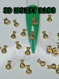 4pc 3d Money Bag Nail Charms