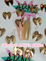 3D, GOLD ANGEL WINGS/ 2PC 3D NAIL CHARMS