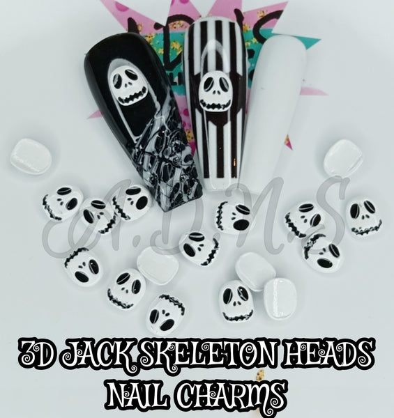 2pc, 3D JACK SKELETON HEAD Nail Charms