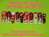 Snow Day Press On Nails, Christmas Nails, Xmas Nails, Reindeer Nails, Snow Nails, Santa Nails, Ho Ho Ho Nails, Bling Nails, Flannel Nails,