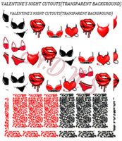 Valentine's day Nail decal cutout transparent background