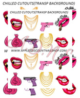 Lip Water Nail Decals, Cutout Transparent background