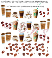 Cafe nail water nail decals cutout transparent background
