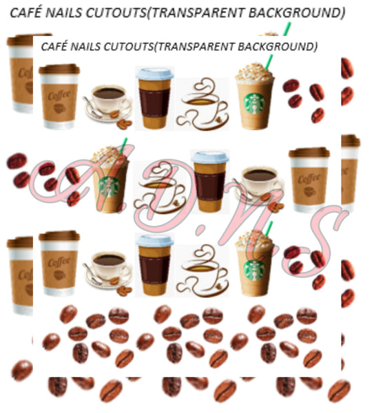 Cafe nail water nail decals cutout transparent background