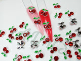 Diamond cherries nail charms