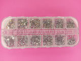 12 Slot Ab And Clear Nail Rhinestones Case