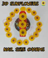 3d 4pc Sunflower nail size charms