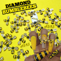 2pc, 3D Diamond Bumblebee Nail Charms