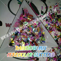 Rainbow Mix Irregular Shell Paper Sequin DIY Nail Flakies / 3 Gram Jar