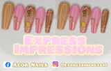 Square Biz Press On Nails/ nude nails/ brown nails/ abstract nails/ pink nails