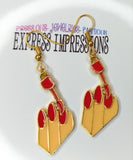 Gold Painted Nails Dangle Earrings