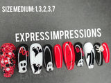 Ghost and ghoul press on nails, spooky nails, Halloween nails, grim reaper nails, spider nails, bling nails