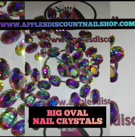 Dark AB Nail Crystals, Pointed Back Glass, Diamonds